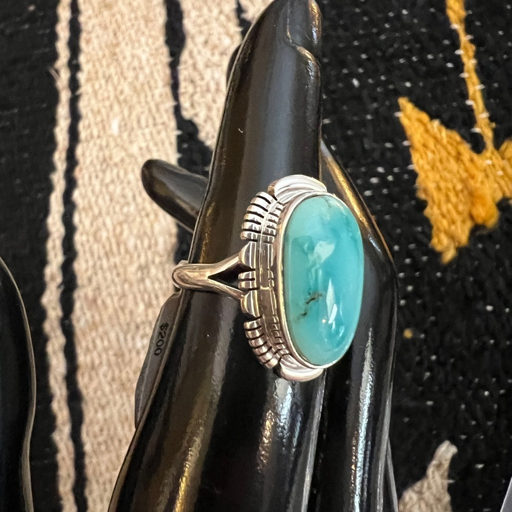 ❤️ Signed Native Arlene Yazzie Kingman Turquoise Sterling Navajo Size 6.75 Ring - Picture 9 of 17